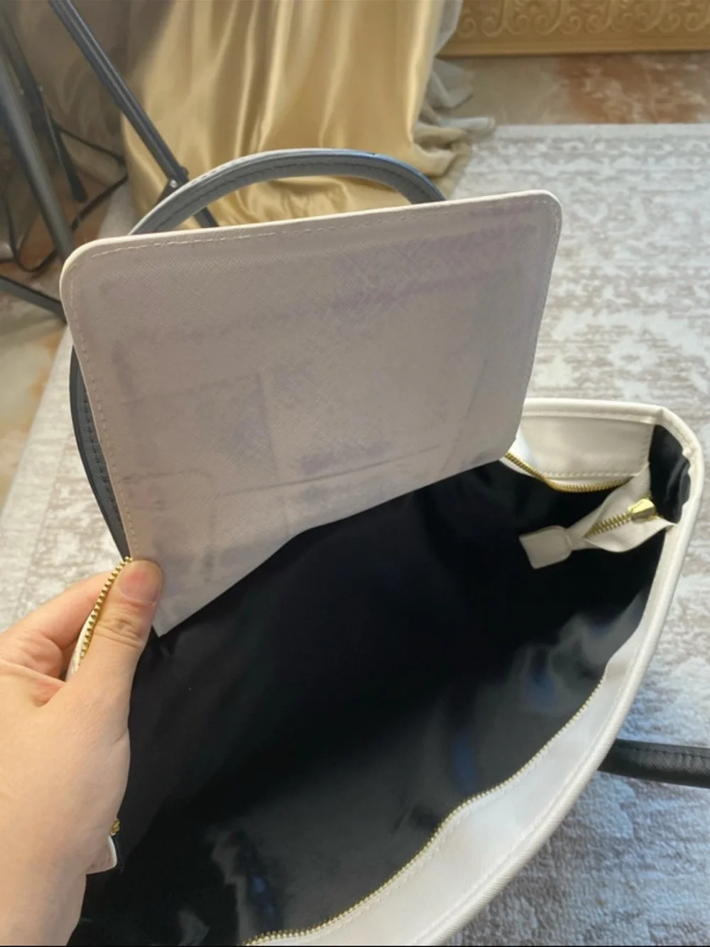 bebe Two-Tone Black and White Structured Tote